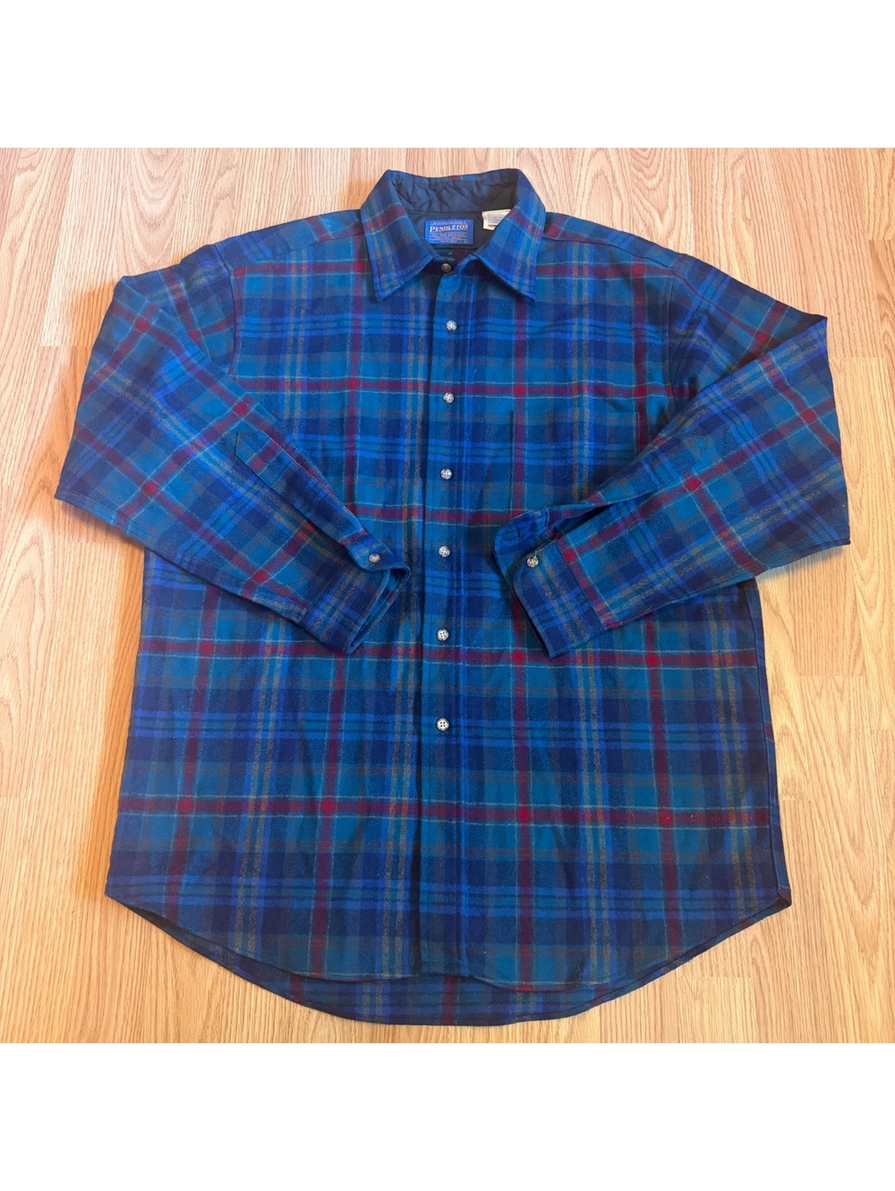 Vintage Pendleton Plaid Button Up Flannel Wool Size Large